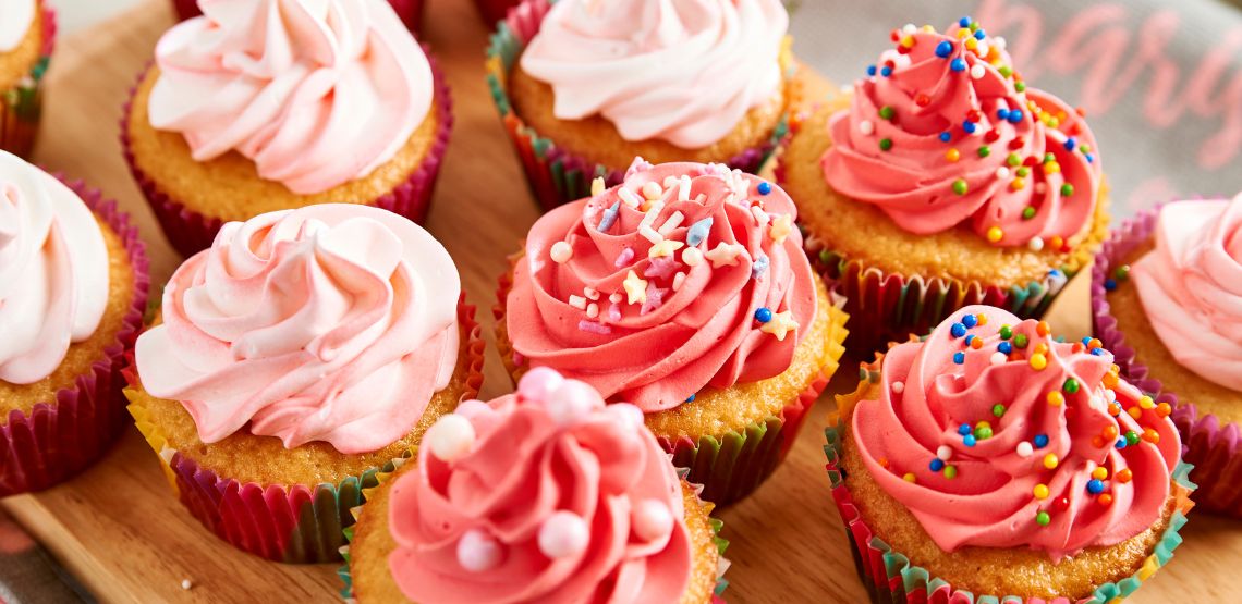 Cupcakes with pink icing